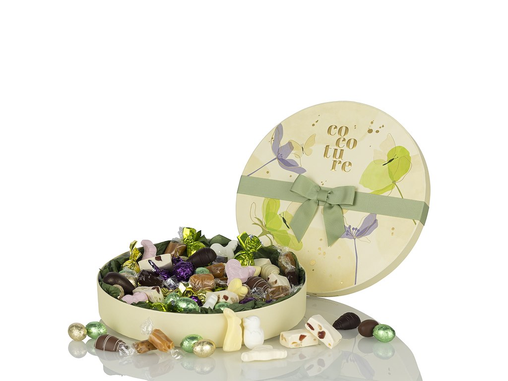Hatteæske fra Cocoture med 480 g. påskemix