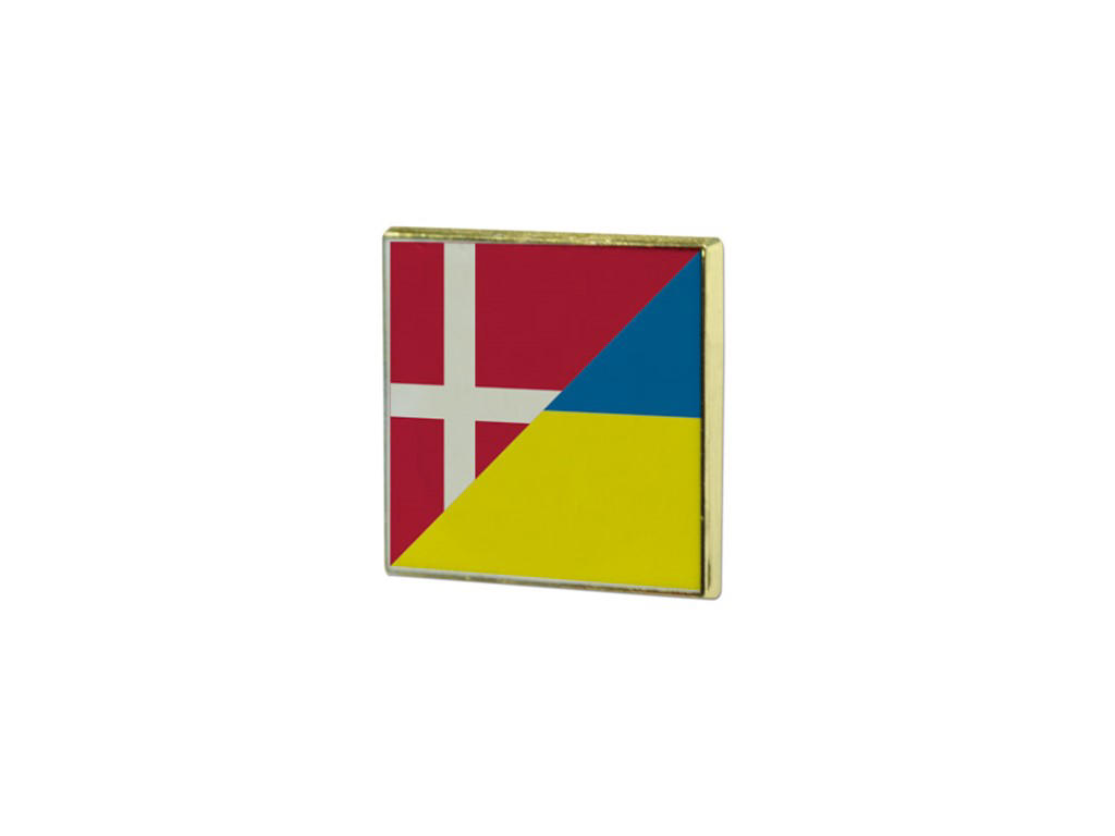 Flagpin forgyldt 17x17 Danmark / Ukraine