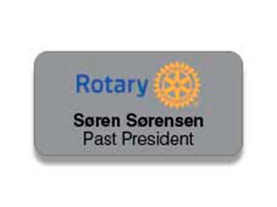 Navneskilt, ABS, sølv/sort