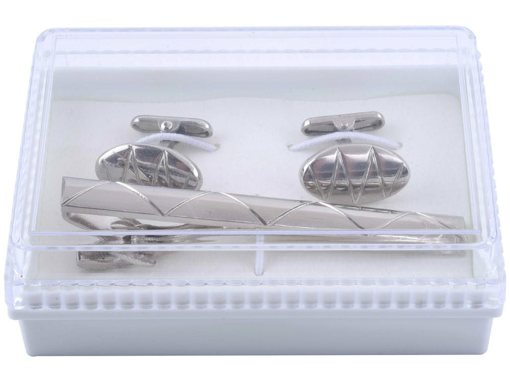 Etui til slipsenål og manchetknapper hvid