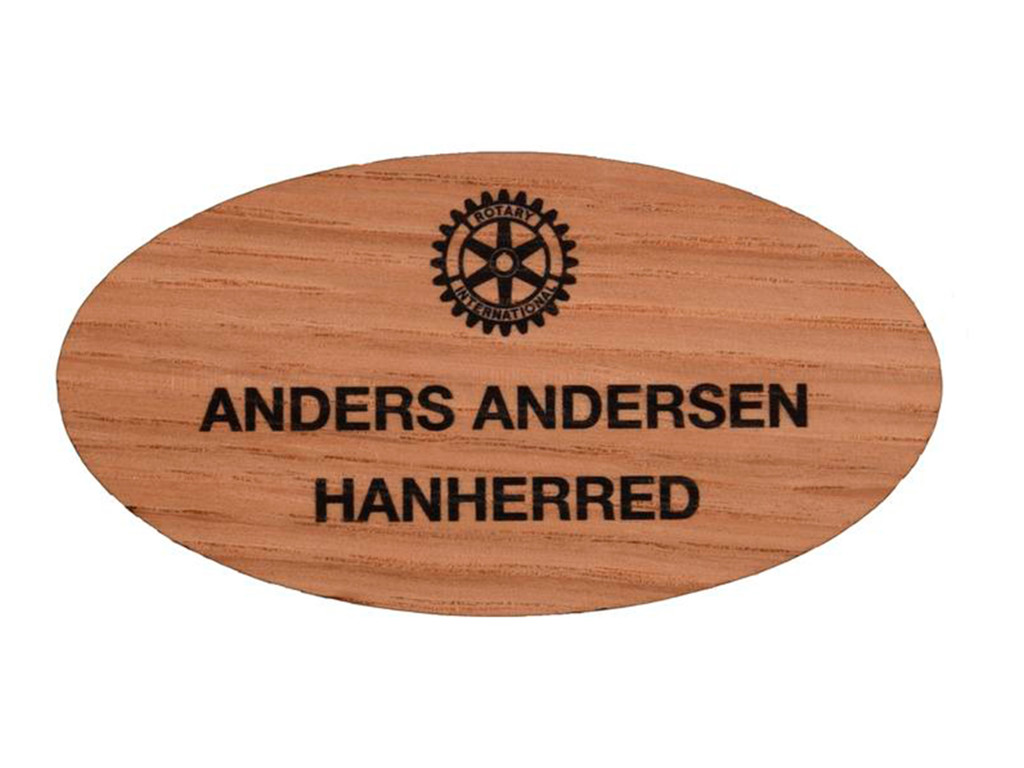 Rotary Ovalt Navneskilt af Træ