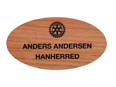 Rotary Ovalt Navneskilt af Træ