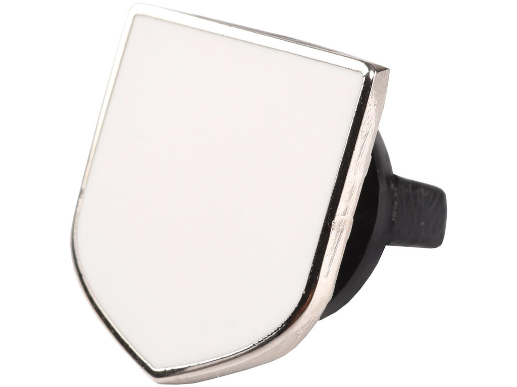 Pin Skjold forsølvet m hvid emalje spids