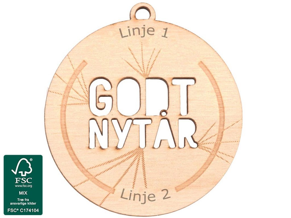 Træmedalje - Godt Nytår 