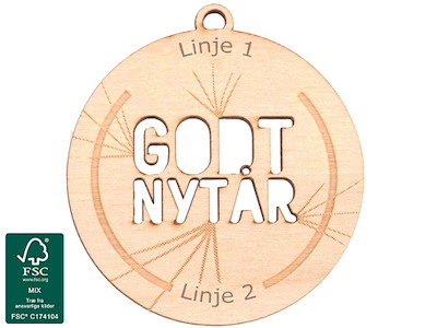 Træmedalje - Godt Nytår 