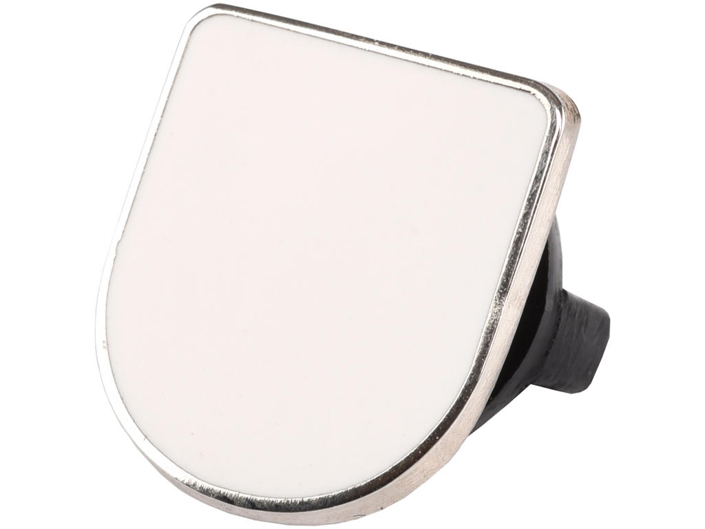 Pin Skjold forsølvet m hvid emalje rundt