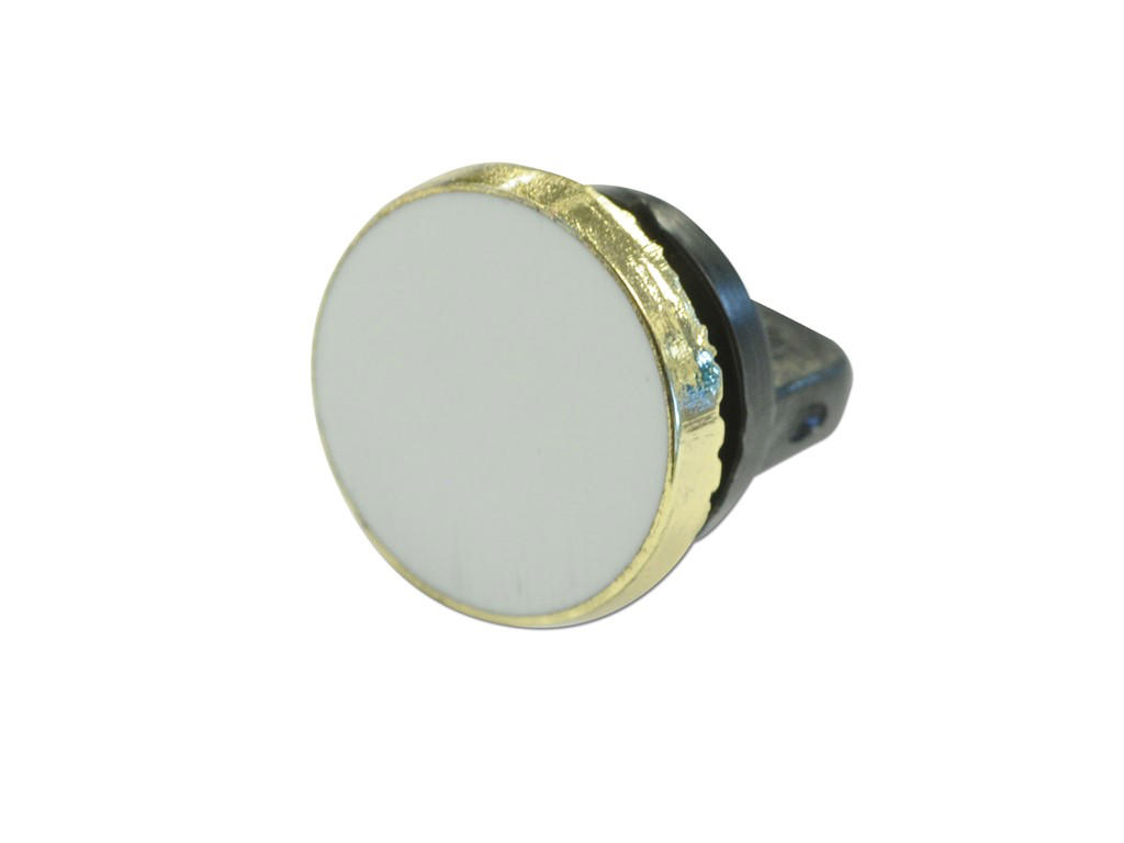 Emblem 14 mm forgyldt m. hvid emalje 