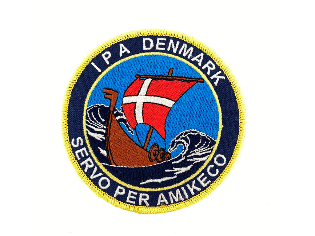 IPA broderet farvet mærke 100 mm Ø m. velcro