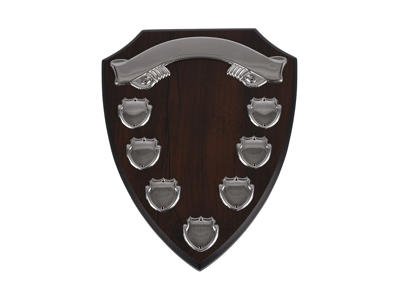 Træskjold m. 8 graveringsplader