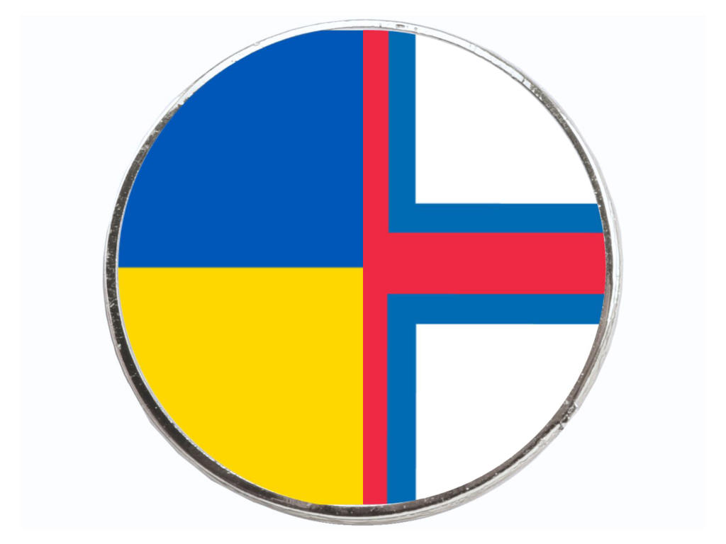 Flagpin forsølvet rund 17 mm Førøerne/Ukraine
