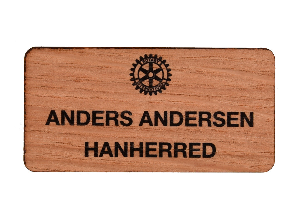 Rektangulært Navneskilt af Træ