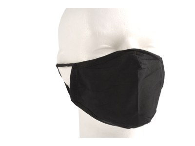 3-lags Stofmundbind Sort 100% Bomuld m. justerbar strop 