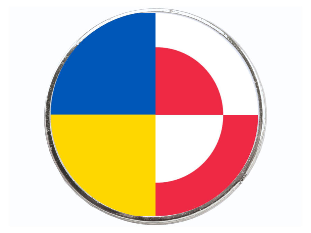 Flagpin forsølvet rund 17 mm Grønland / Ukraine