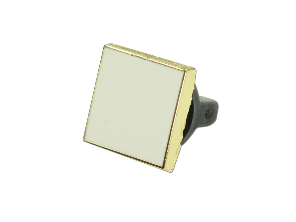 Emblem 12 x 12 mm forgyldt m. hvid emalje 