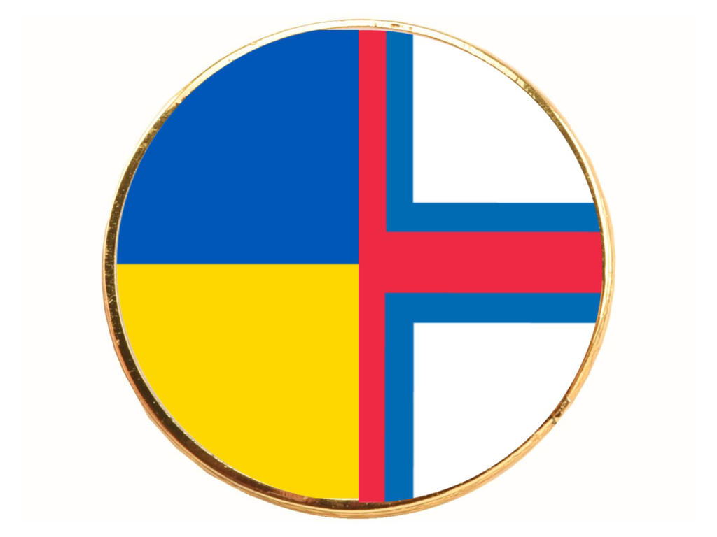Flagpin forgyldt rund 17 mm. Færøerne/Ukraine