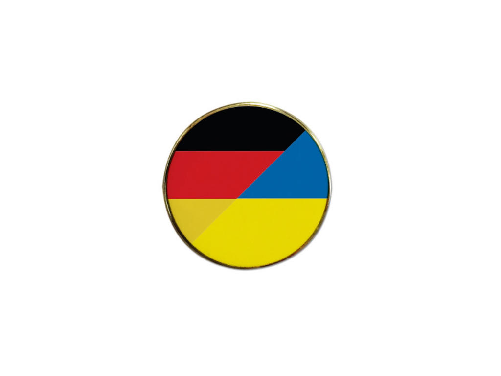 Flagpin forgyldt rund 17 mm. Tyskland/ Ukraine