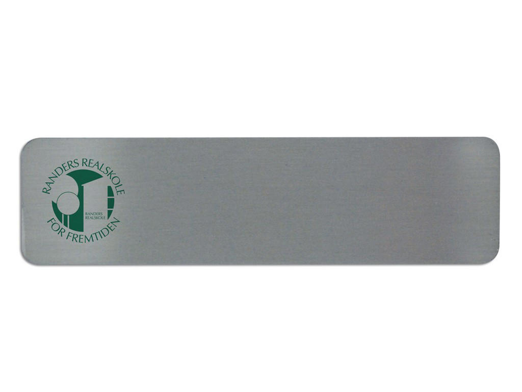 Navneskilt i børstet stållook 75x20