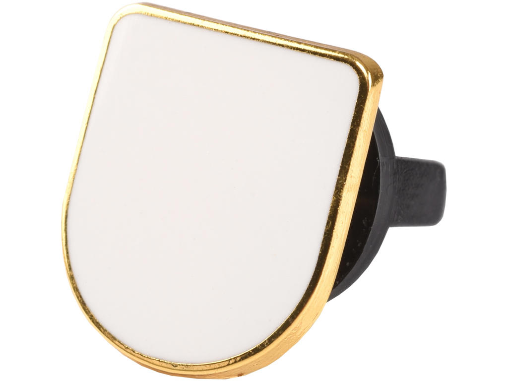 Pin Skjold forgyldt m hvid emalje rundt