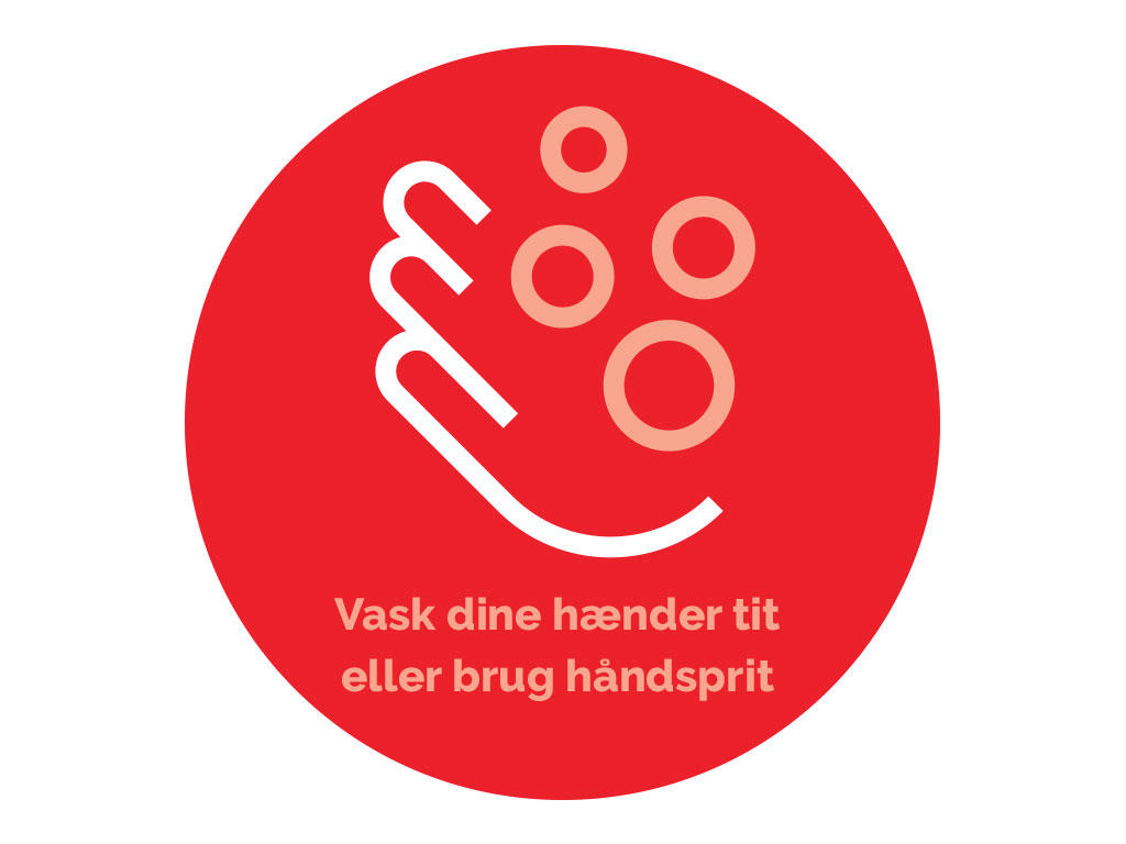 Klistermærke, VASK HÆNDER, 7cm