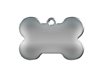 Hundetegn Kødbensformet stor sølvfarvet