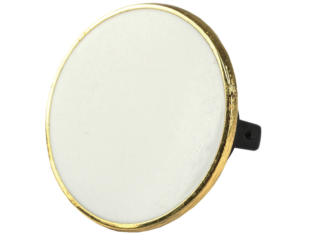 Emblem 25 mm forgyldt hvid emalje