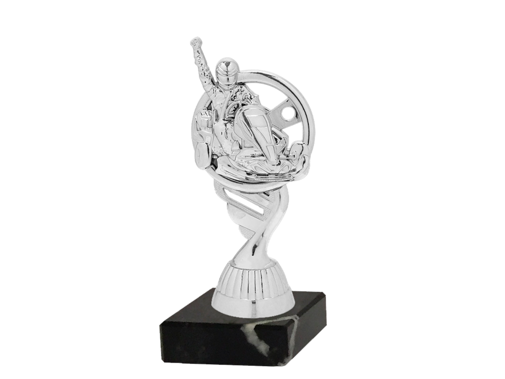 Sportsfigur Sølv m. marmor 150 mm Gokart