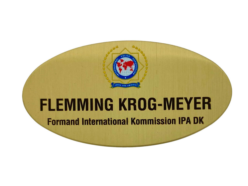 Navneskilt Messing oval inkl. magnet