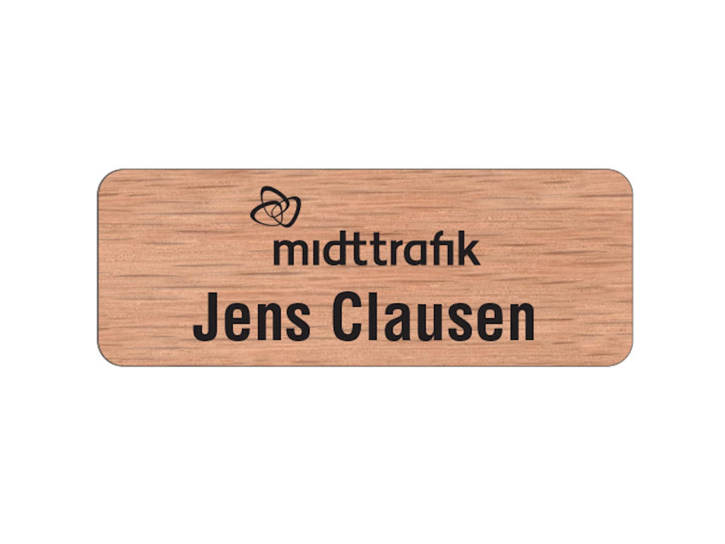 Navnesklit træ retangulær 25x68 mm