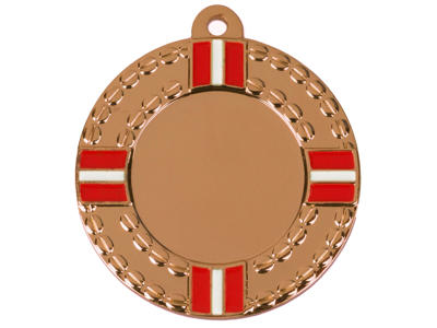 Bronzemedalje m. rød/hvid emalje