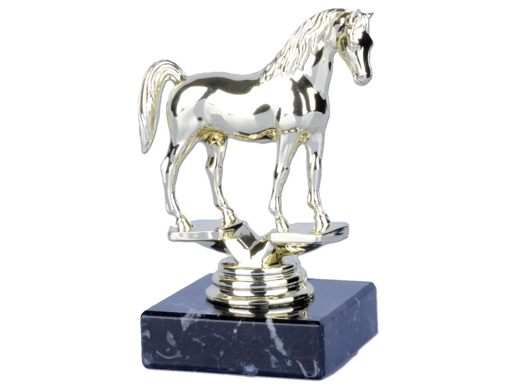 Sportsfigur Hest u. rytter guld 110 mm