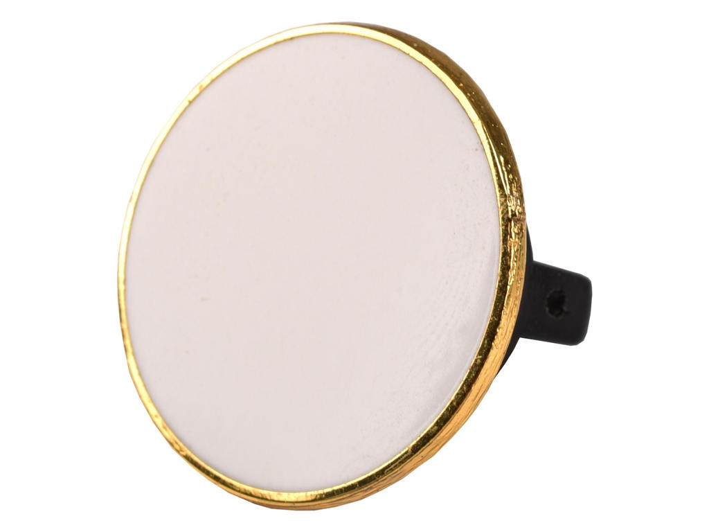 Emblem 19 mm forgyldt m. hvid emalje