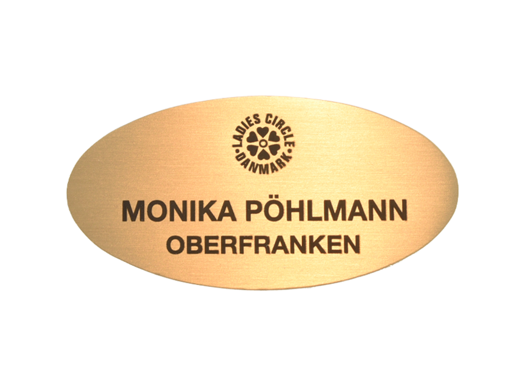 LC Navneskilt i messing ovalt 32x63 mm