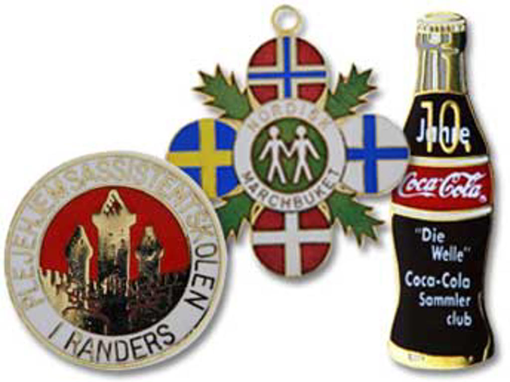 Pins m. hård emalje 41- 50 mm