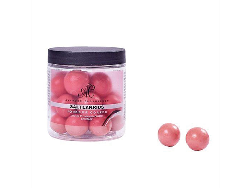 Jordbær Coated Saltlakrids Drageé dåser