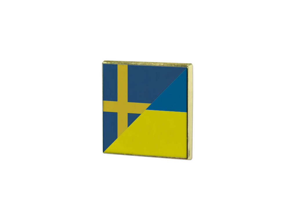 Flagpin forgyldt 17x17 Sverige /Ukraine