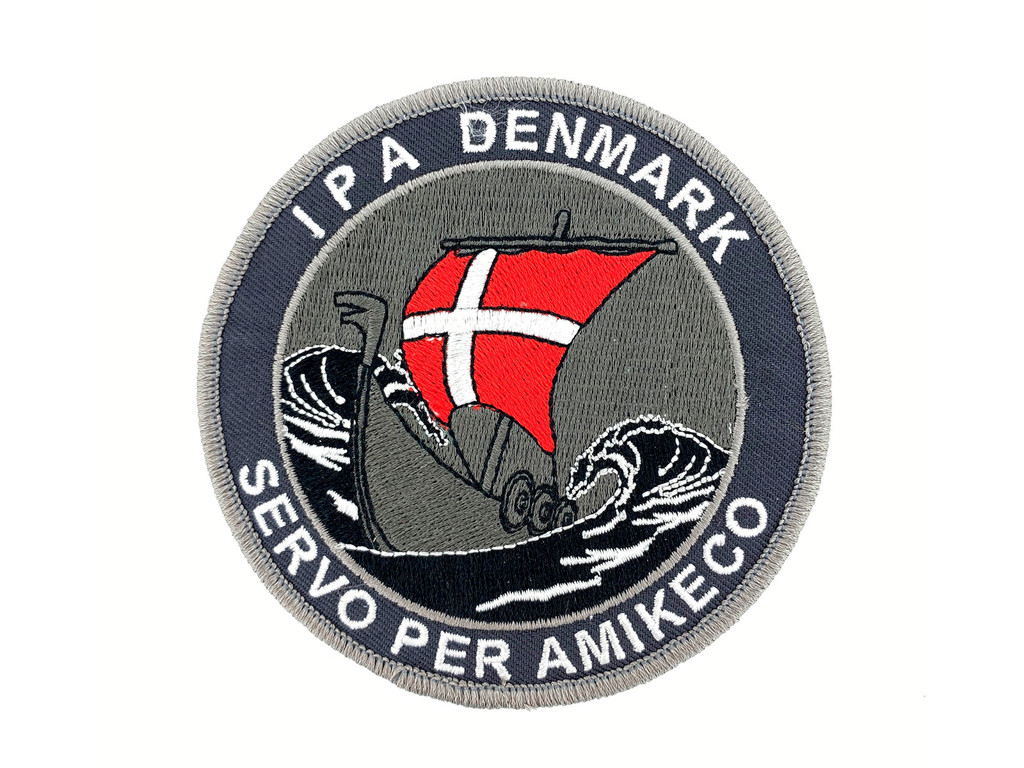 IPA broderet gråt mærke 100 mm Ø m. velcro