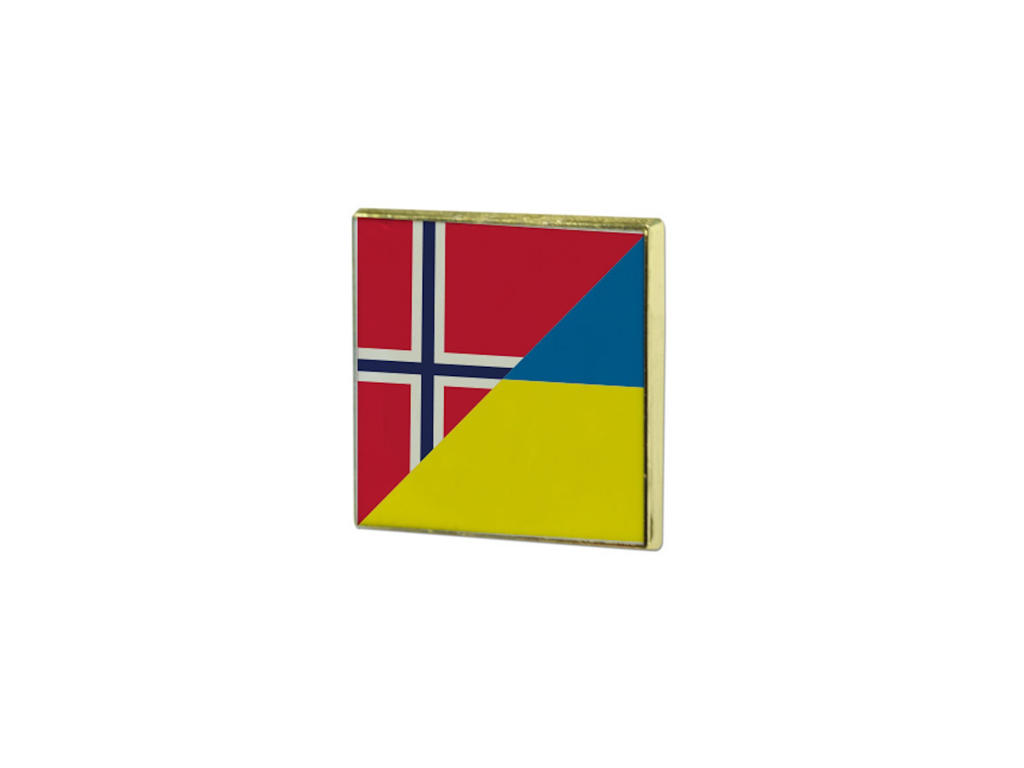 Flagpin forgyldt 17x17 Norge/ Ukraine