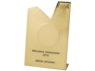 Alustatuette m. medalje - Guld 80x50 mm